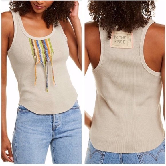 NWT FREE PEOPLE Great Expectations Tank Top Sand - Picture 1 of 3